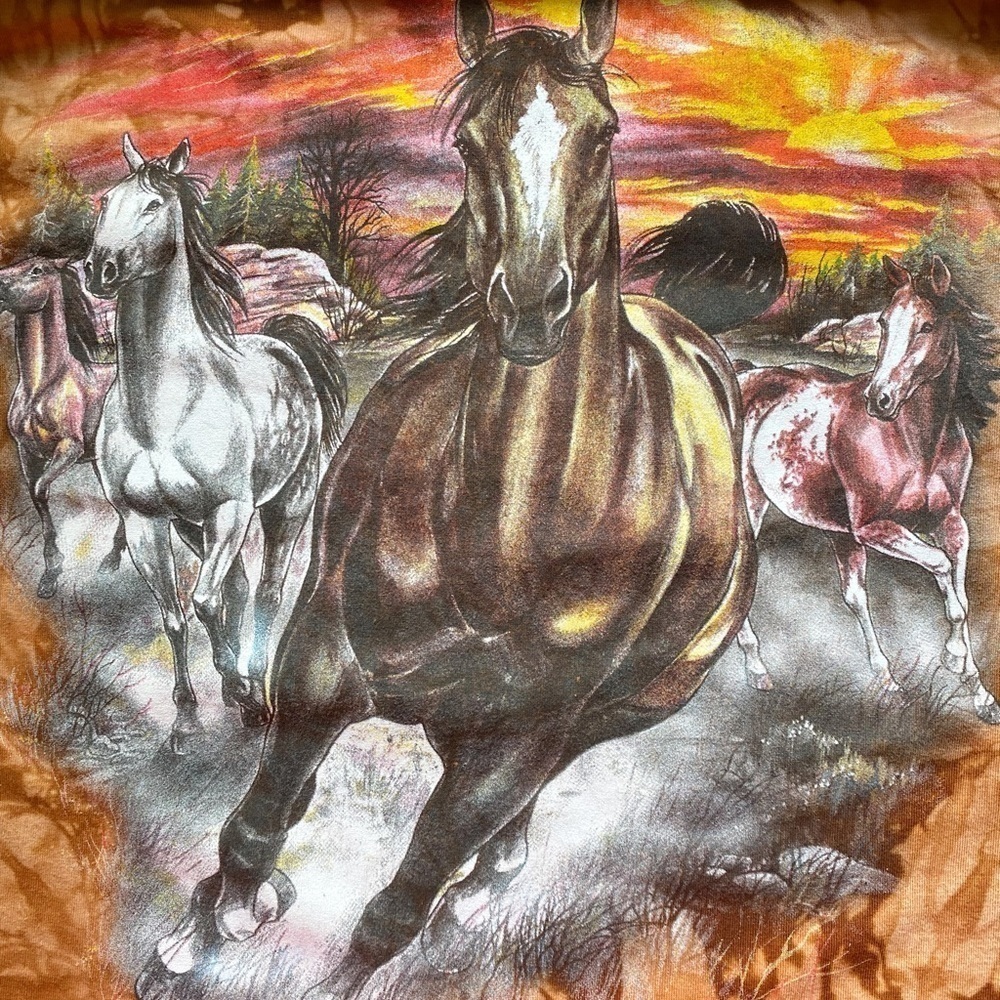 Back‎ to Earth Nature Wear Women's Shirt Tie Dye Graphic Hand Dyed Horses - Picture 8 of 11
